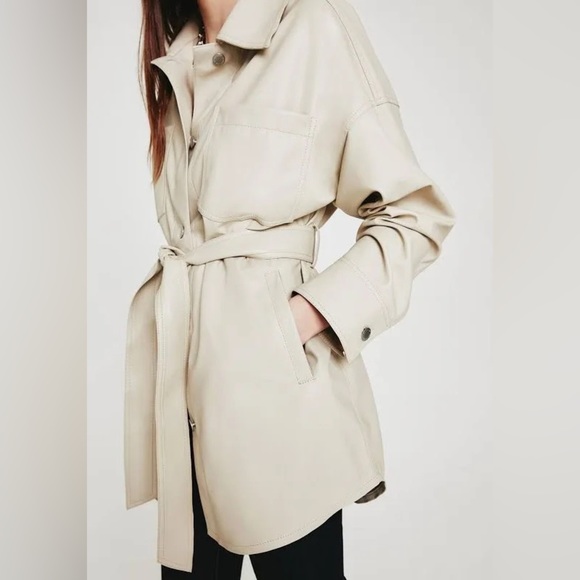 AG Jeans Vegan Leather Chelsea Jacket M in Tan SWOL - Picture 3 of 11